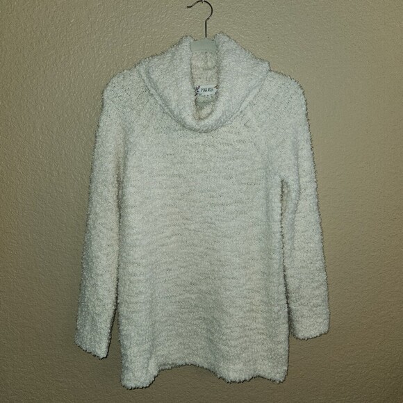 Pink rose Sweaters - Pink Rose Cowl Neck Boucle Knit Cozy Sweatercream Color Womens Size L